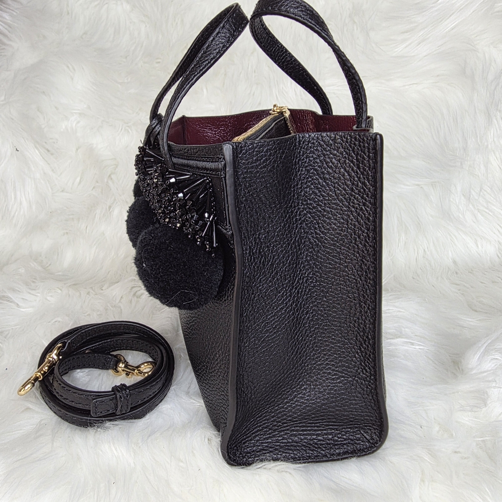 Marc Jacobs 2pcs Mini Grind Bag & Wallet. Black Beaded Pom Pom 3 Way Bag. EUC - Picture 7 of 17